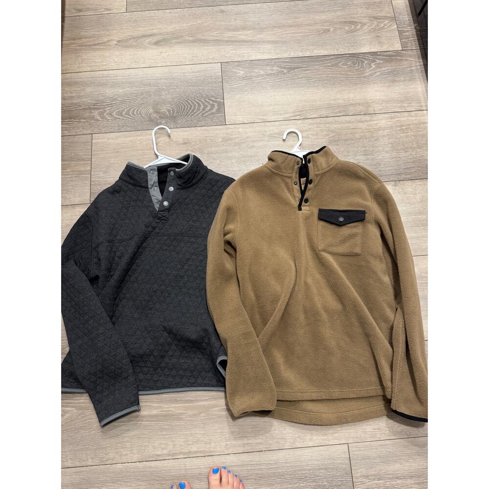 Mens Fleece 1/4 Button Down Top size L